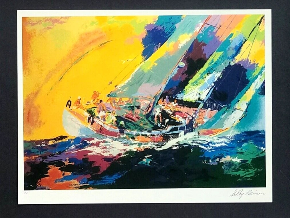 LEROY NEIMAN + 1980's VINTAGE SIGNED PRINT FRAMED + " HAWAIIAN SAILING " - 2