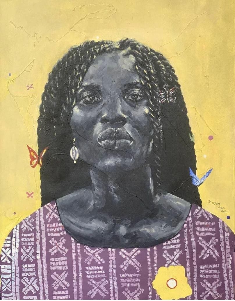 Oniosun Victoria Erioluwa, Abishola (Born to wealth), 2022: Creator: Oniosun Victoria Erioluwa (1998, Nigerian) Creation Year: 2022 Dimensions: Height: 27.56 in (70 cm)Width: 20.08 in (51 cm)Depth: 0.99 in (2.5 cm) Medium: Canvas,Acrylic Movement & Style: