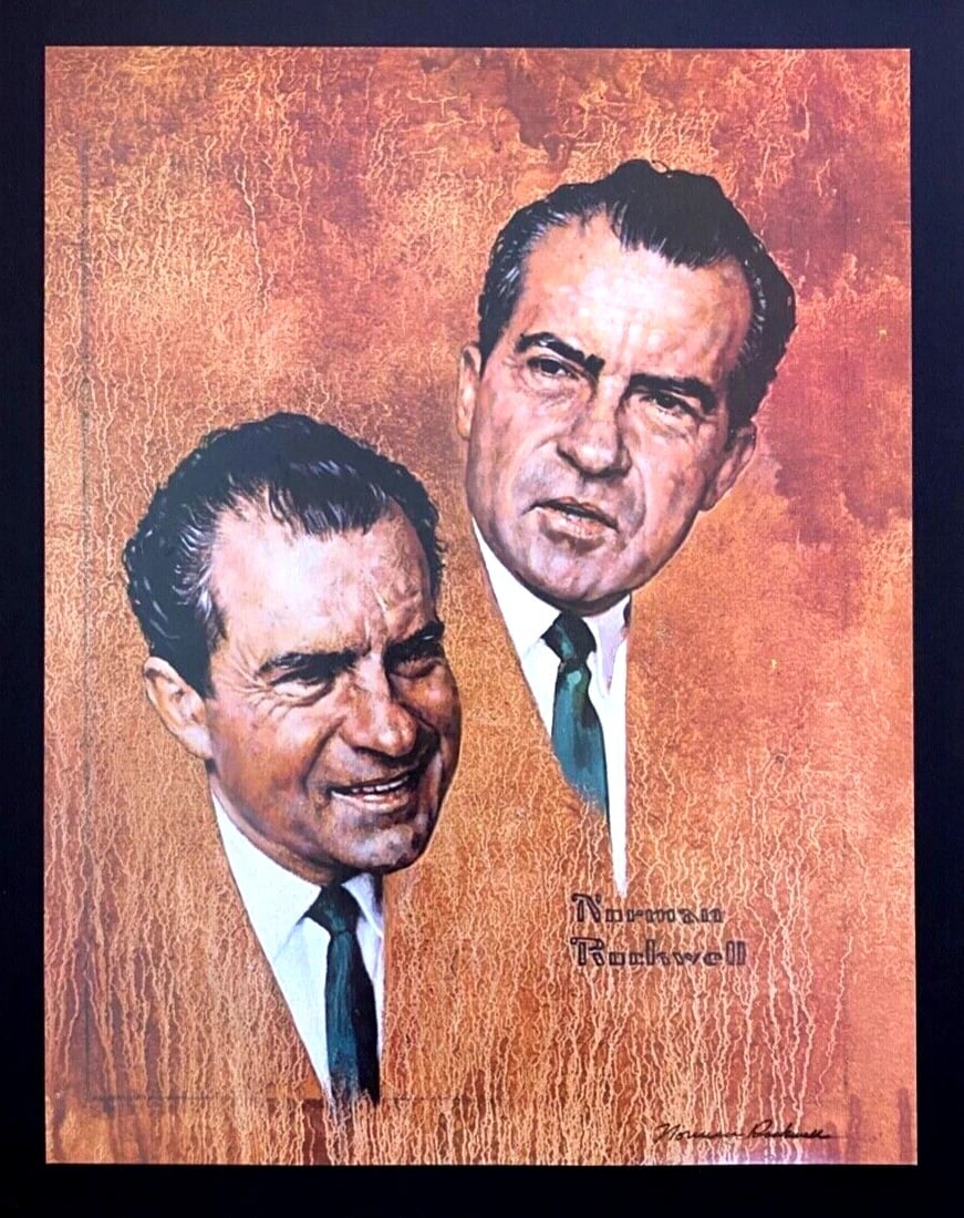 NORMAN ROCKWELL + RICHARD M. NIXON + CIRCA 1970'S + SIGNED PRINT FRAMED - 2