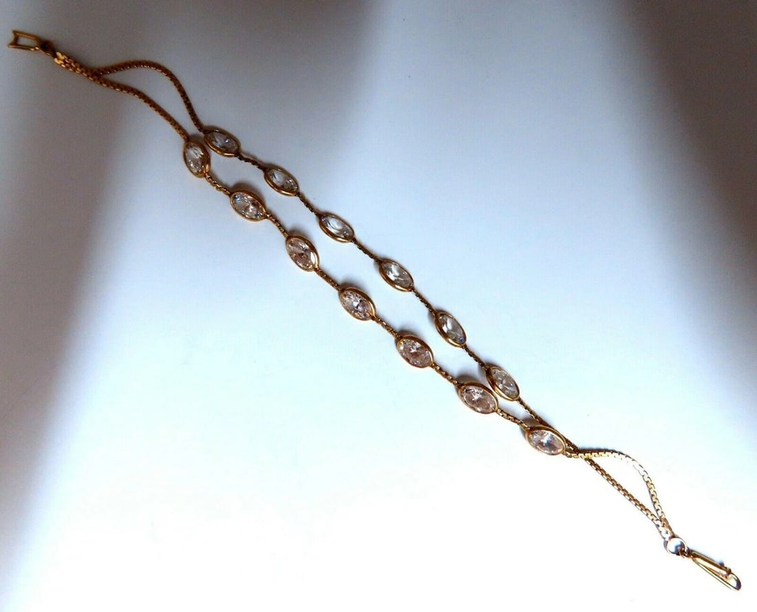 Double Strand CZ yard link bracelet 14kt *v - 4