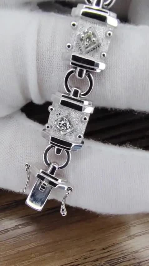 Deco Spanish Gothic Natural Diamond Tennis Bracelet .33 Carat 14kt 12576 *v - 3
