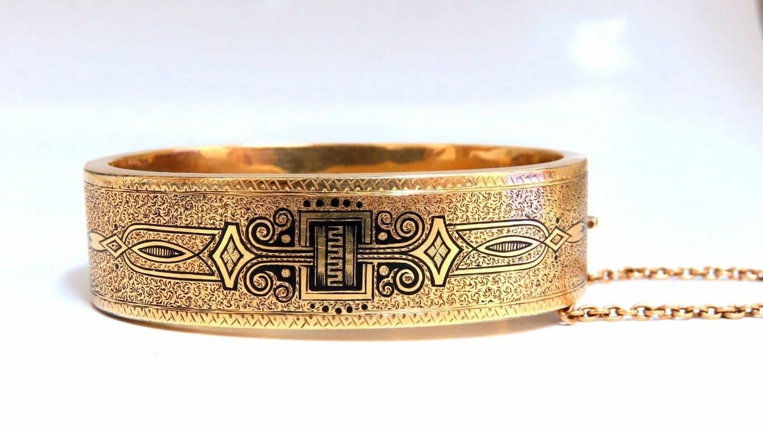 Antique Child's Bangle Bracelet 14kt Circa 1873 11953 *v - 5