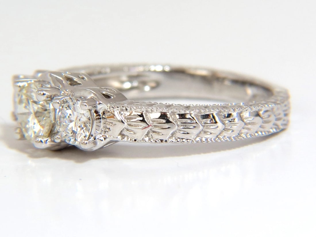 1.09CT NATURAL ROUND BRILLIANT DIAMOND RING CLASSIC THREE ENGAGEMENT *v - 5