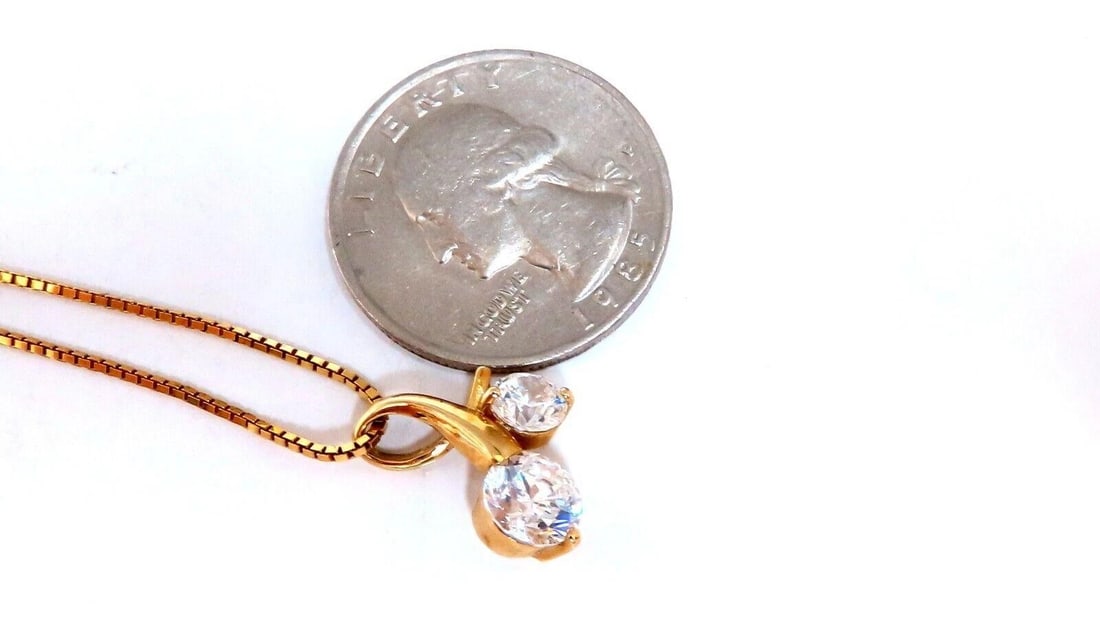 2.15ct round cz twin necklace 14kt 11894** - 5