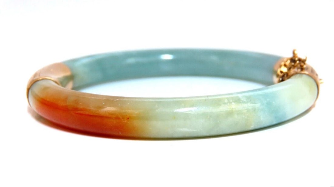 GIA Certified Natural Jade Bangle Bracelet 14kt 44541 *v - 6