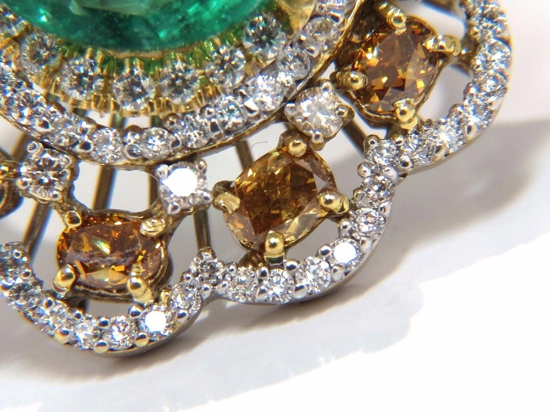 GIA 12.77CT NATURAL EMERALD DIAMONDS RING 18KT VIVID GREEN 10345 *v - 6