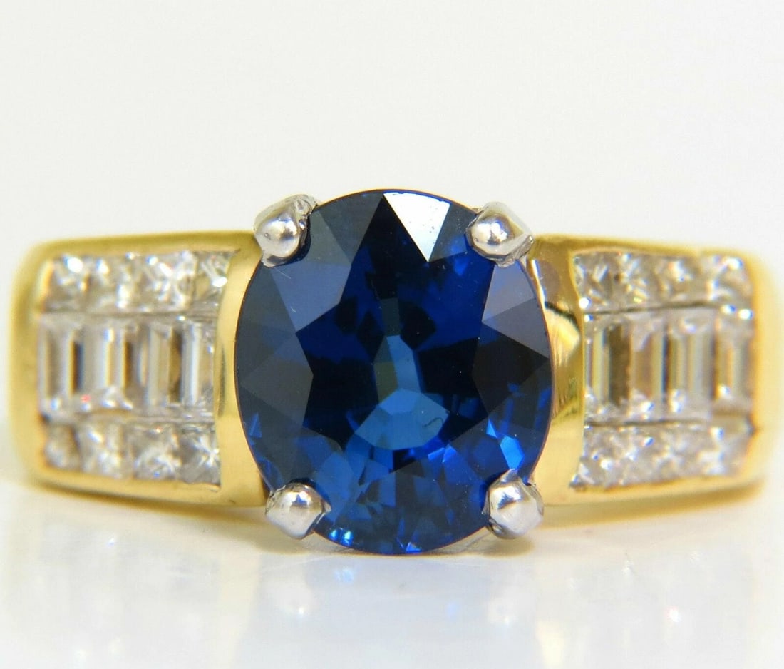 GIA Certified 4.93CT Natural Top Gem Sapphire Diamond Ring Classic Set 11094 *v - 4