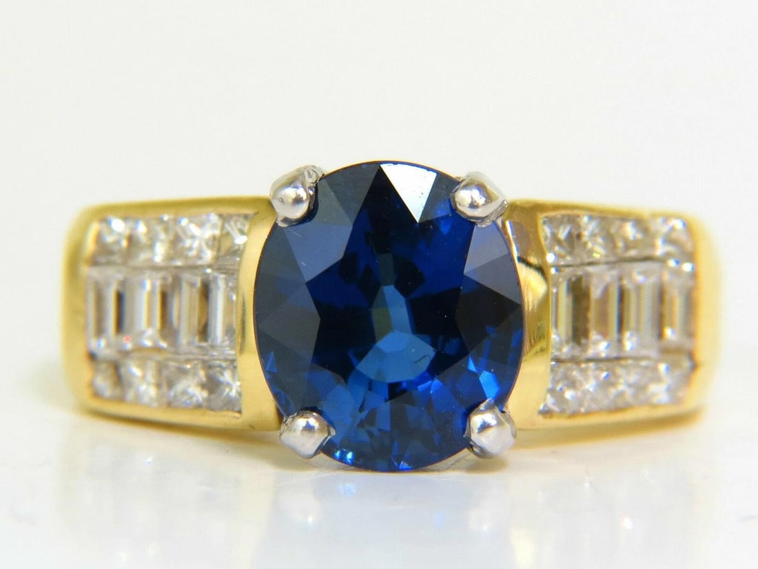 GIA Certified 4.93CT Natural Top Gem Sapphire Diamond Ring Classic Set 11094 *v - 5