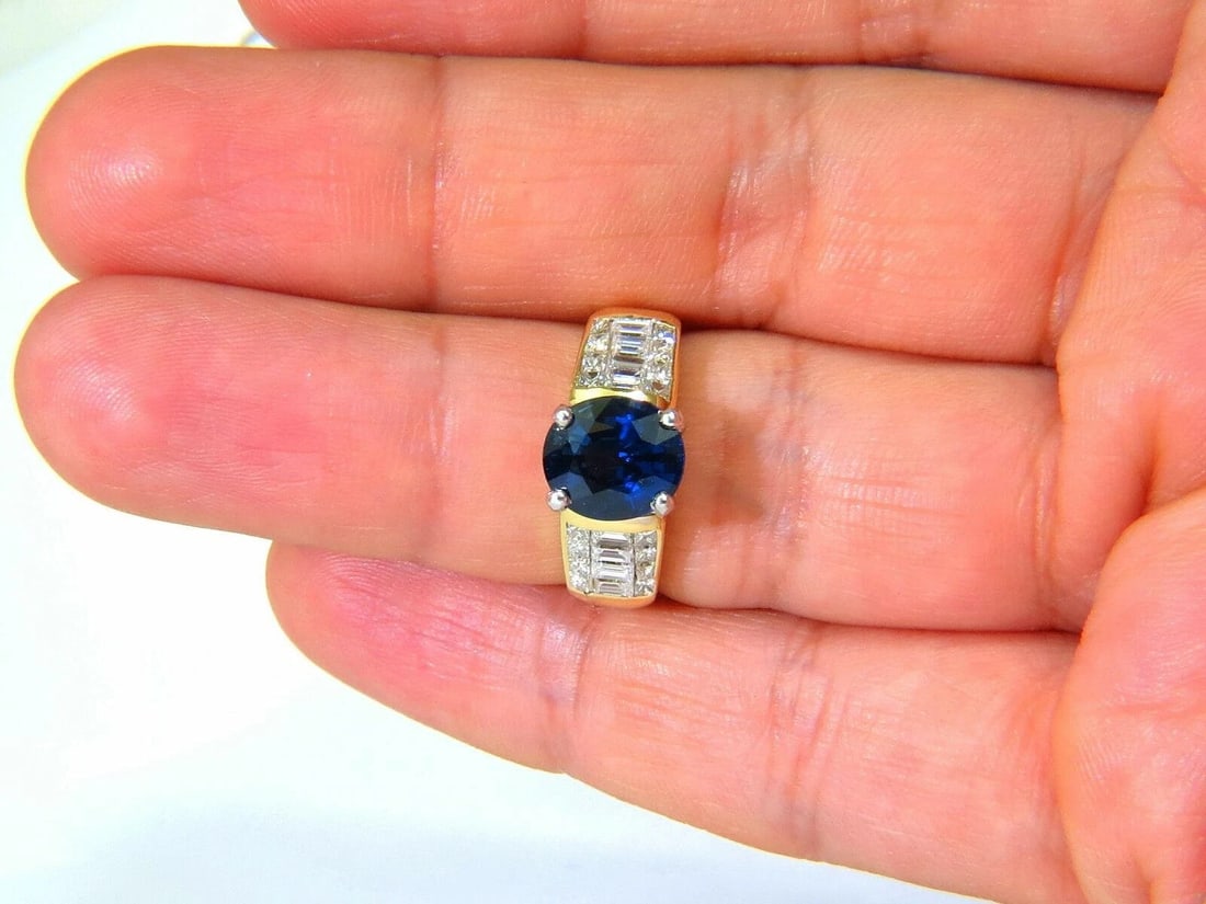 GIA Certified 4.93CT Natural Top Gem Sapphire Diamond Ring Classic Set 11094 *v - 6