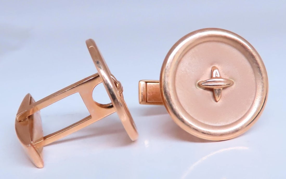 Solid Button Gold Cufflinks 14kt gold 12477** - 3