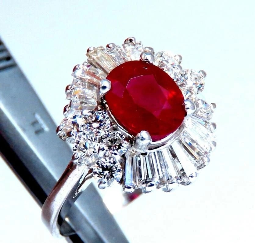 GIA Certified Burma Ruby 1.75ct Ballerina Cocktail Diamond ring 14kt 44145 *v - 6