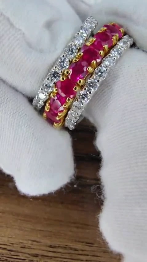 Stackable Ruby Diamonds eternity Ring 14kt Natural Stacking 7.42ct 10554 *v - 3