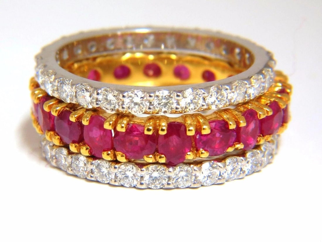 Stackable Ruby Diamonds eternity Ring 14kt Natural Stacking 7.42ct 10554 *v - 5