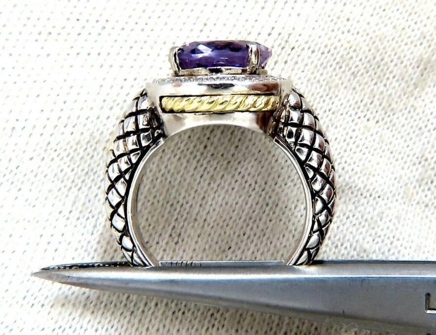 John Hardy Amethyst Diamond Ring Silver and 18 Karat 42144 *v - 5
