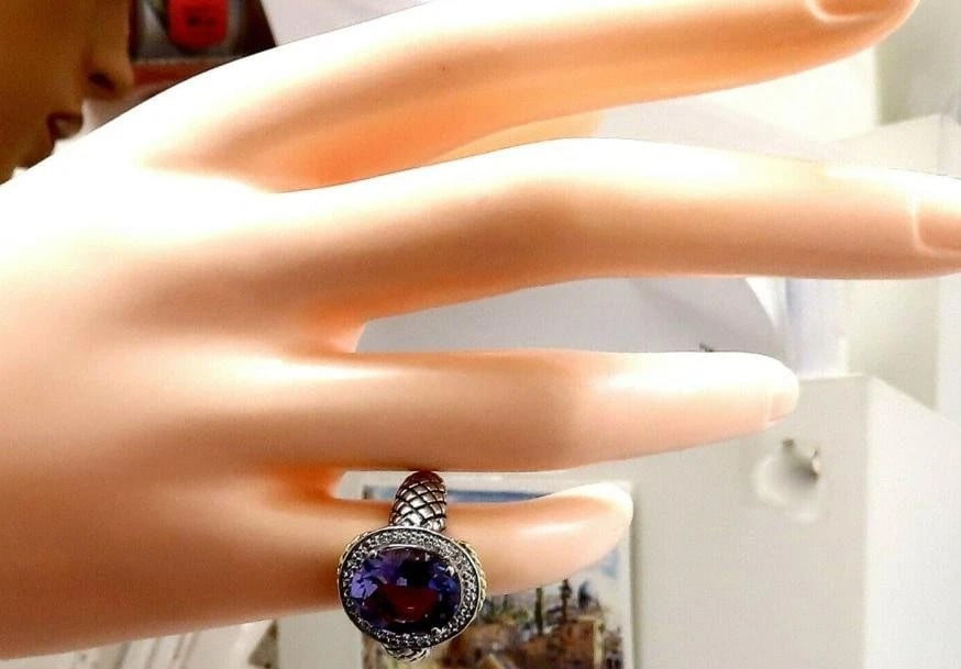 John Hardy Amethyst Diamond Ring Silver and 18 Karat 42144 *v - 6