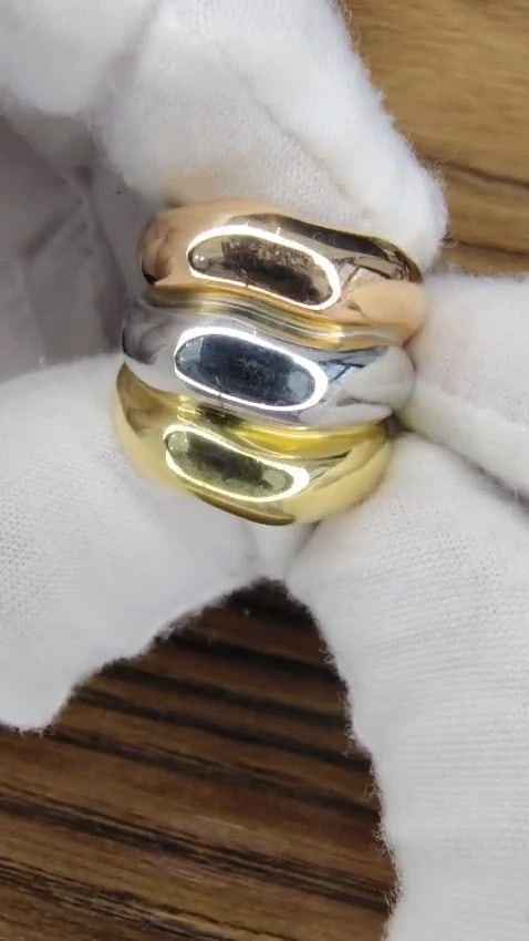 Tri-color Fused Wave Bands 18kt gold 12426 *v - 3