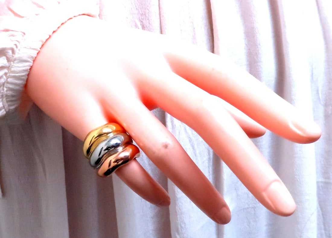 Tri-color Fused Wave Bands 18kt gold 12426 *v - 5
