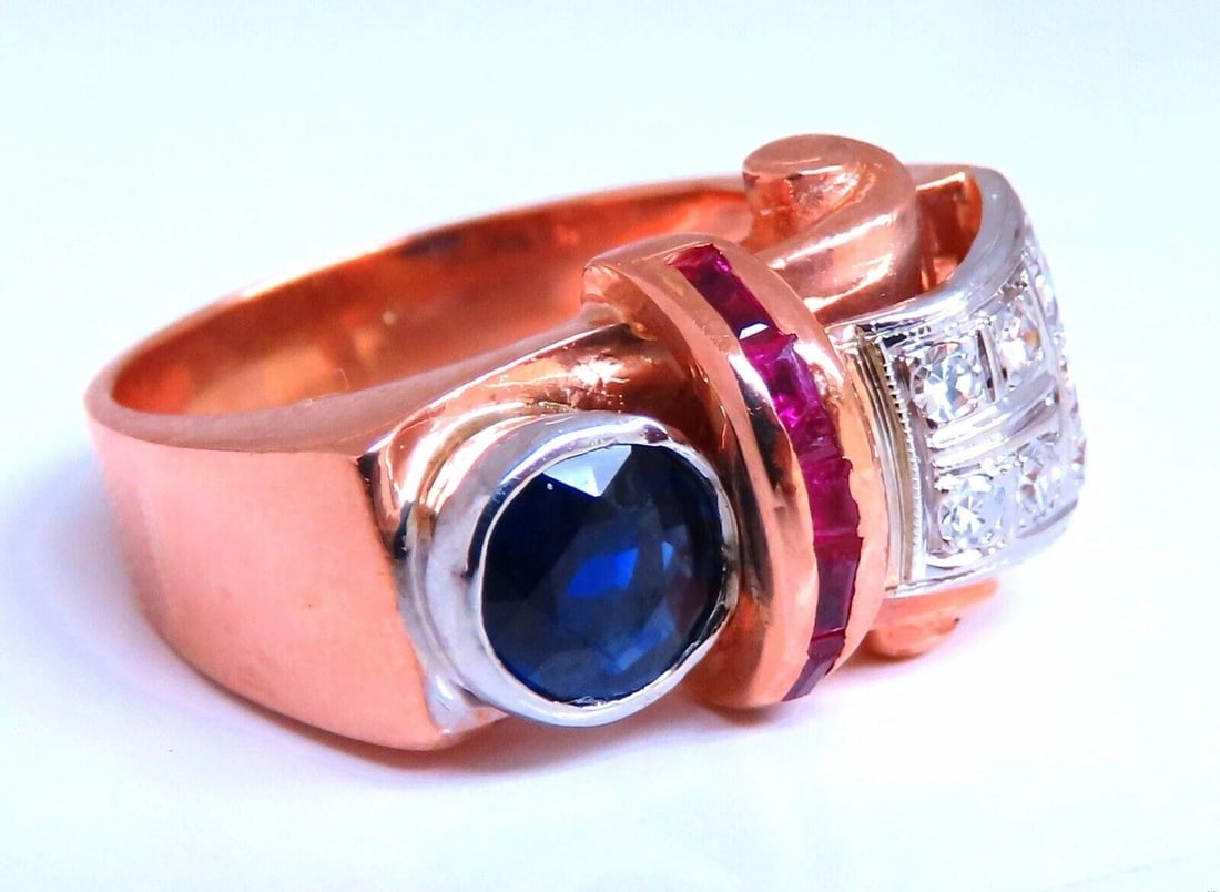 Vintage Sapphire Diamonds Curling Motif Ring 14kt 12140 *v: Title: Vintage Sapphire Diamonds Curling Motif Ring 14kt 12140 *v Description: Vintage Sapphire Diamonds Curling Motif Ring 14kt 12140** $2,200.00 PRODUCT DESCRIPTION Natural sapphire diamond ring.