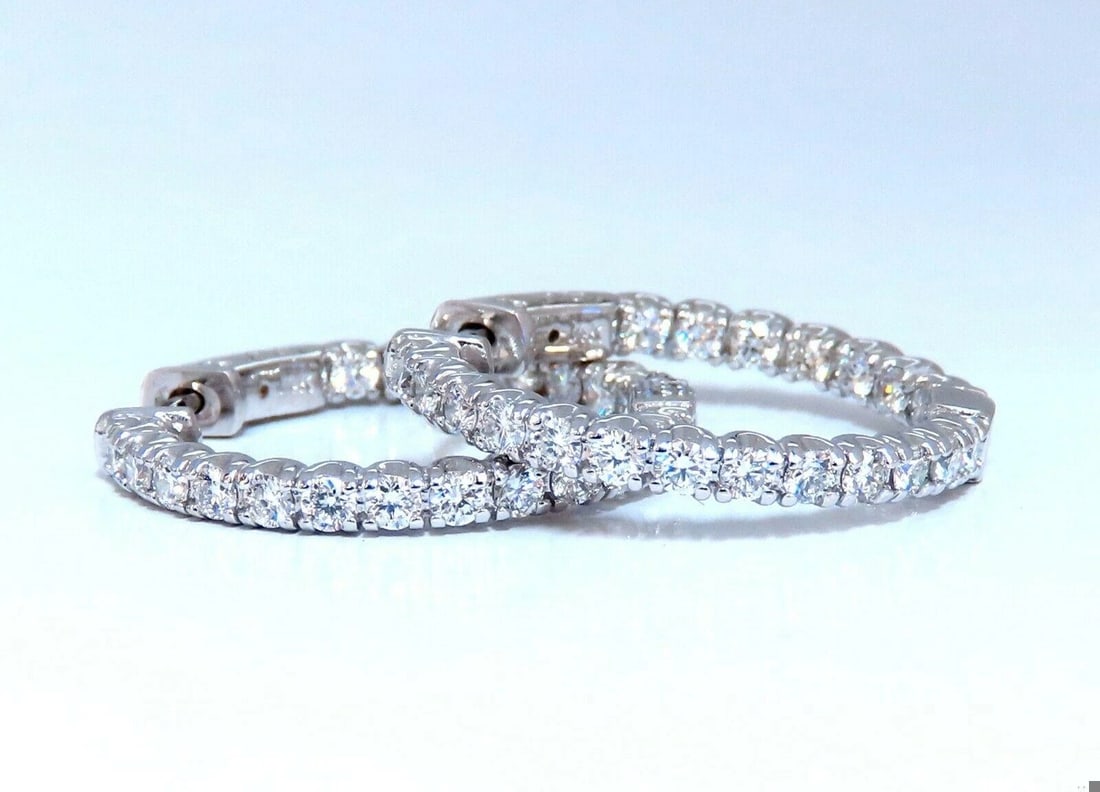 1.62ct Natural Round Diamond hoop earrings 14kt 25mm 11583** - 6