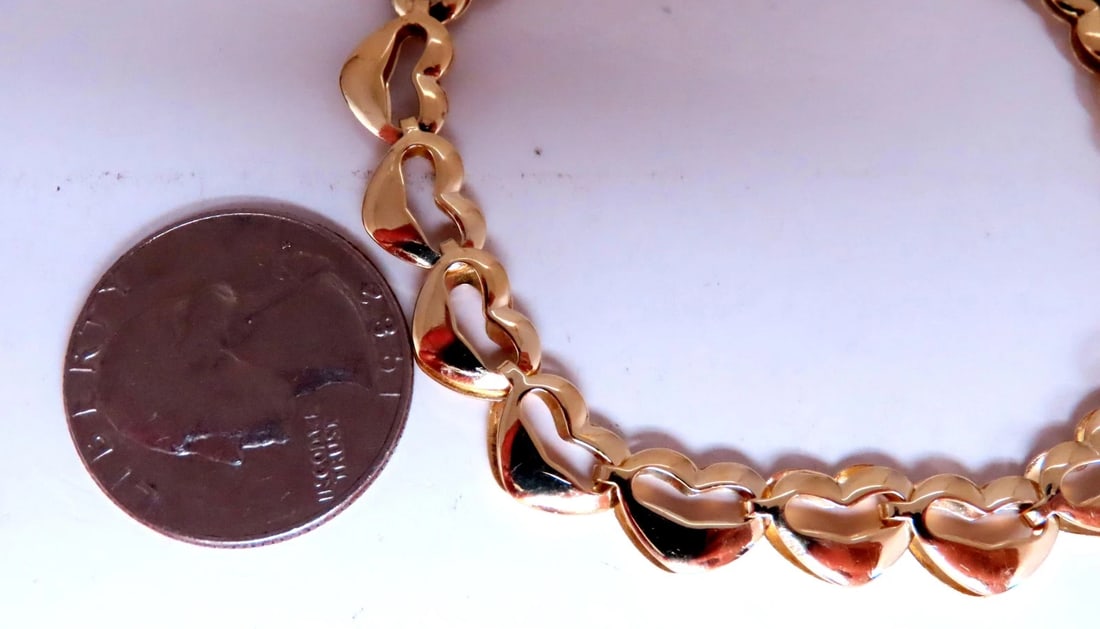 Heart Linked Bracelet Mod Deco 14kt 8mm 12449** - 3