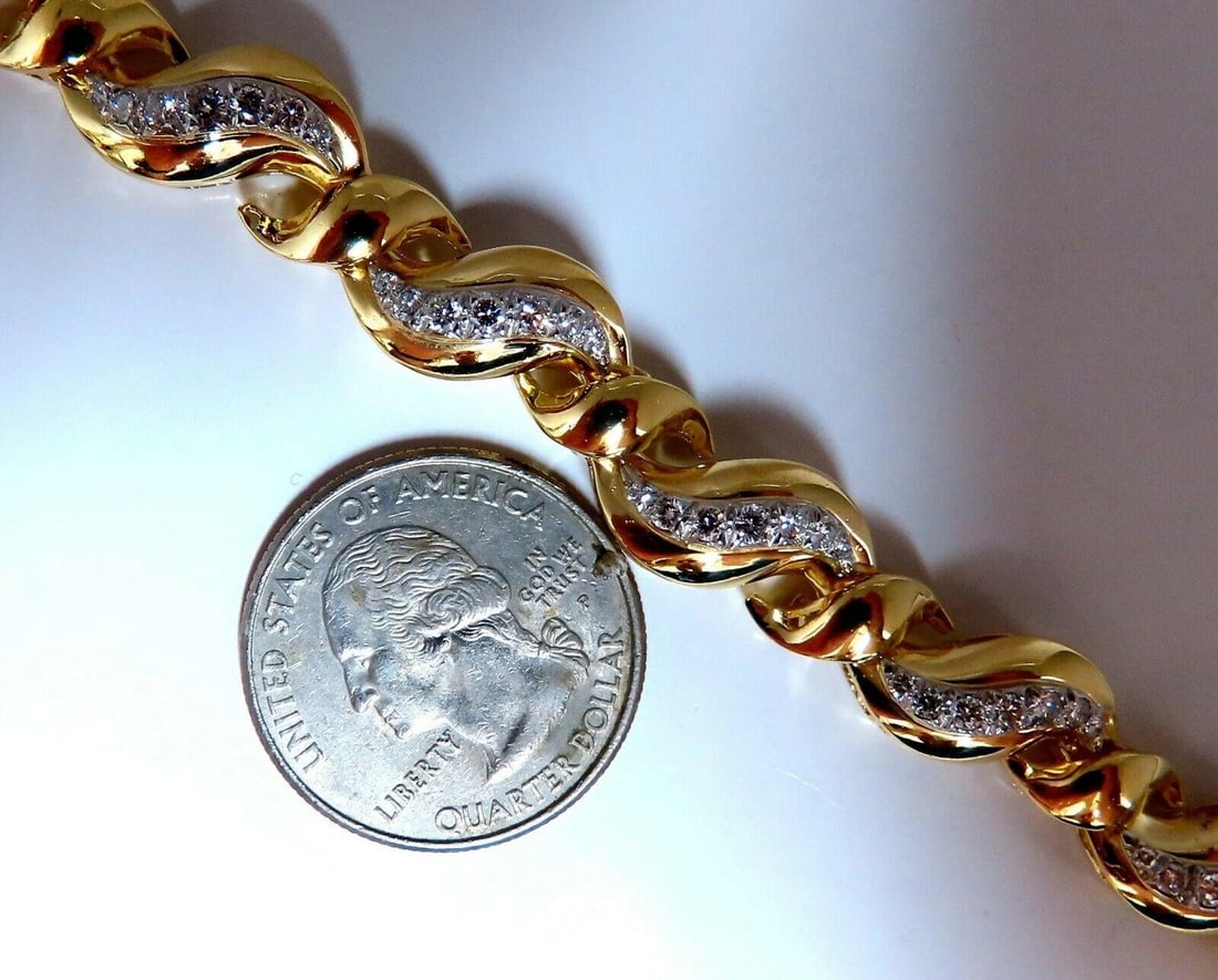 2.04ct Natural Round Diamonds S Link Bracelet 18Kt *v - 6