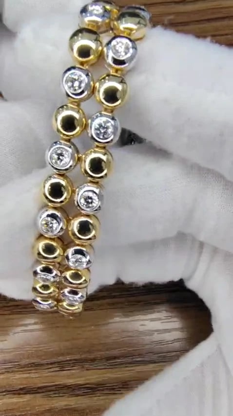 5.00CT 18KT DIAMONDS ROUNDS TWO TONED DOMED LINK BRACELET G/VS RARE *v - 3