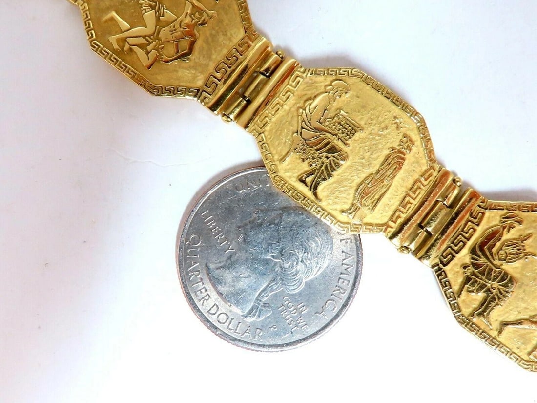 Egyptian Hieroglyphics Statement Cuff Bracelet 18kt Gold 10983** - 3