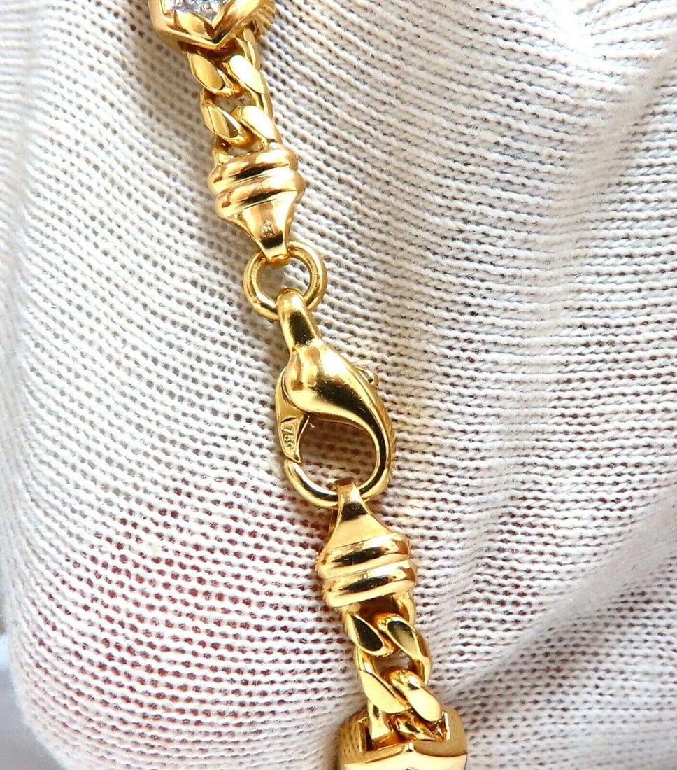 1.63ct Natural Round Diamonds Rectangular Curb Link Bracelet 18kt Drache *v - 5