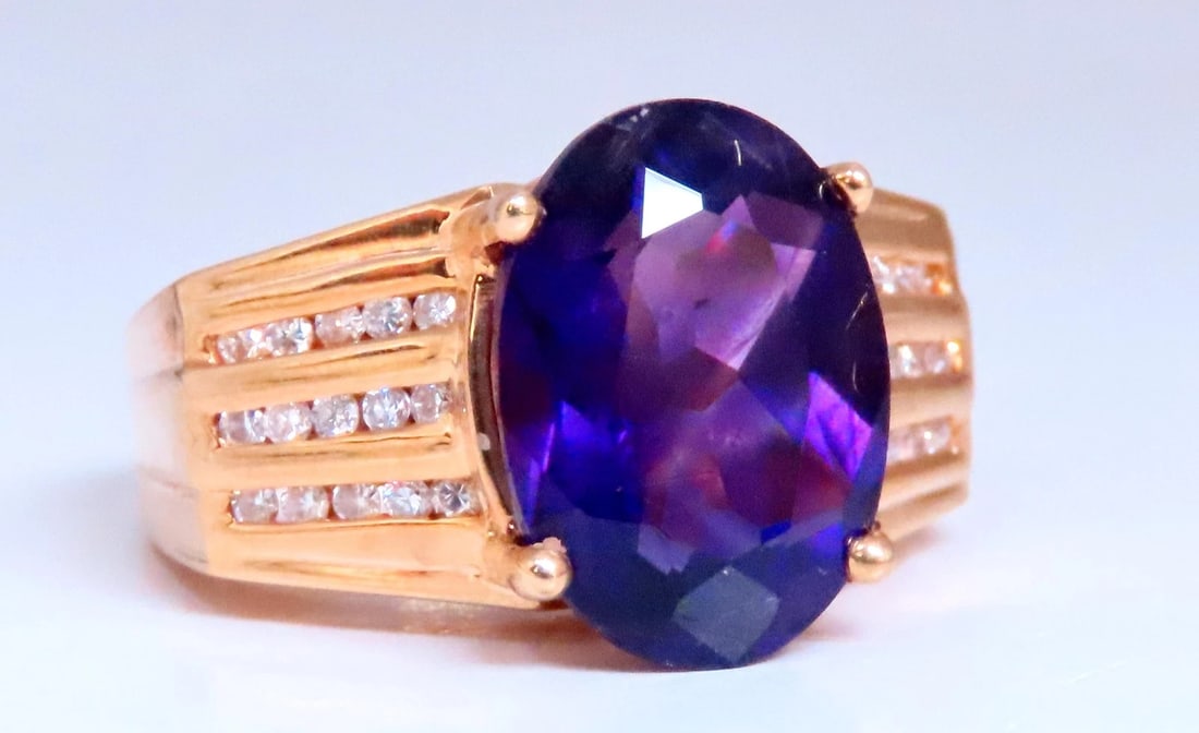 Natural Amethyst Diamonds Cathedral Ring 18kt gold Ref 12299 *v - 4
