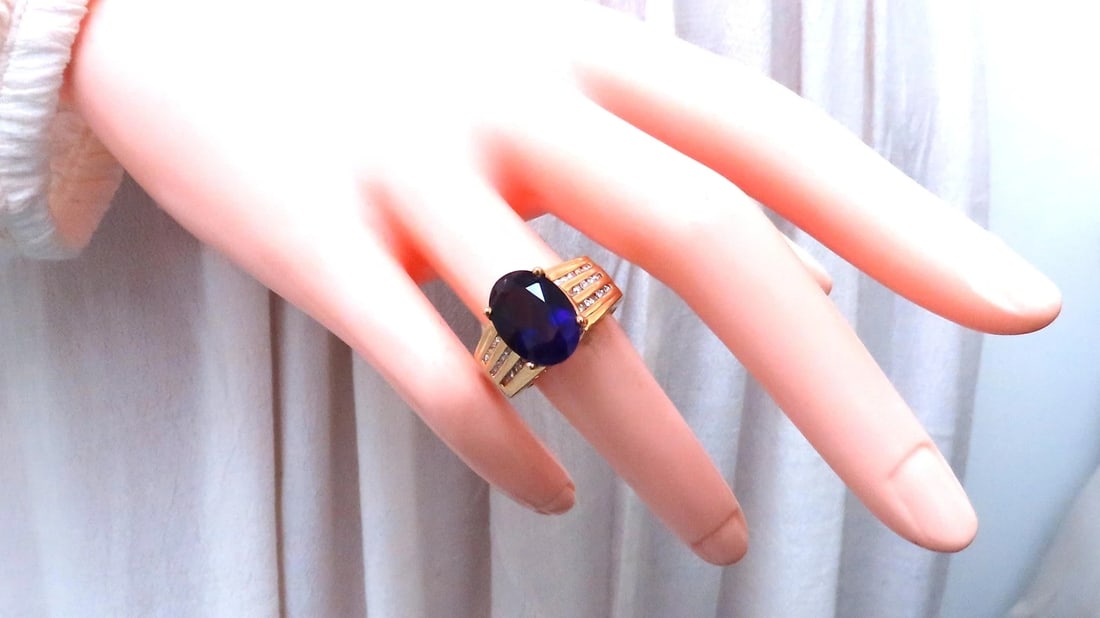 Natural Amethyst Diamonds Cathedral Ring 18kt gold Ref 12299 *v - 6