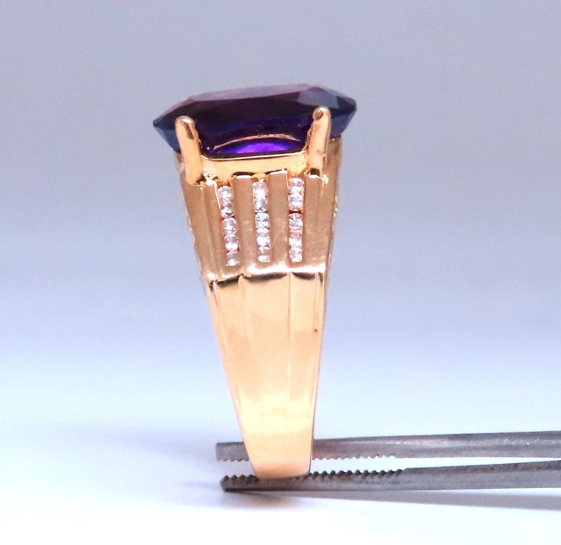 Natural Amethyst Diamonds Cathedral Ring 18kt gold Ref 12299 *v - 7
