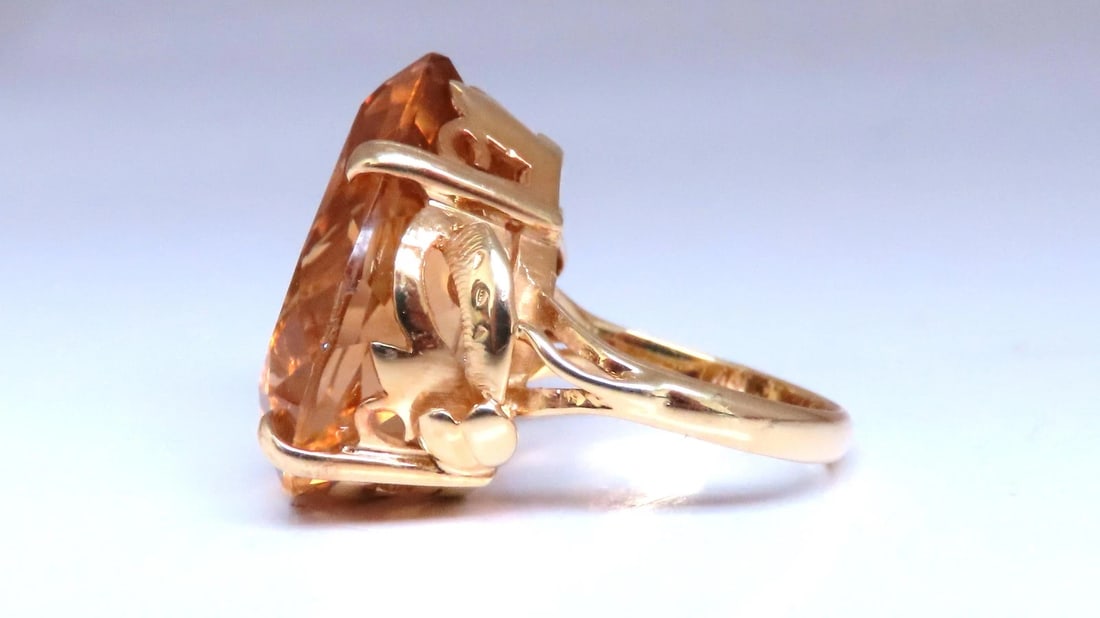 20ct. Natural Pear Citrine Victorian Solitaire Style Ring 18kt Gold Ref 12298 *V - 5