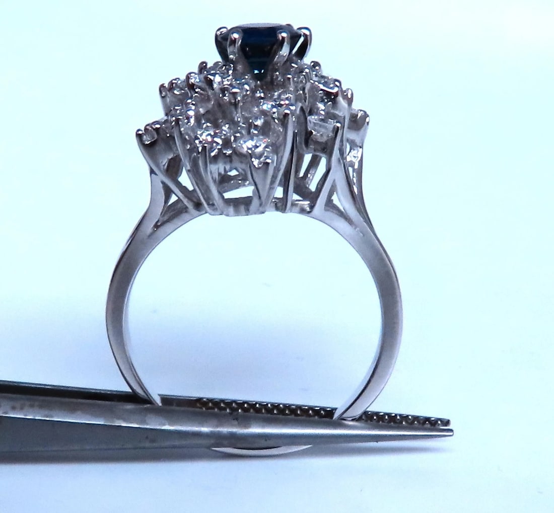 .94ct. Natural Blue Sapphire Diamonds Cluster Ring 14kt 84424 *v - 5