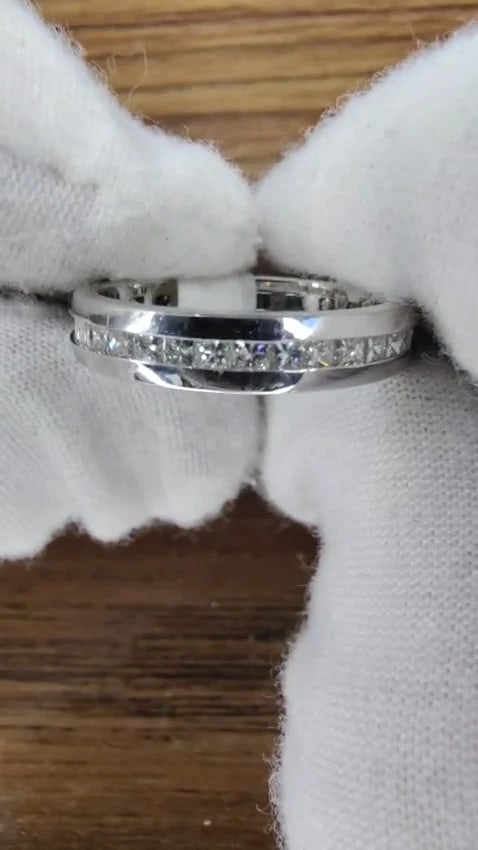 1.20CT PRINCESS DIAMONDS ETERNITY BAND RING 14KT G/VS SIZE 7 3.8MM 10349 *v - 3