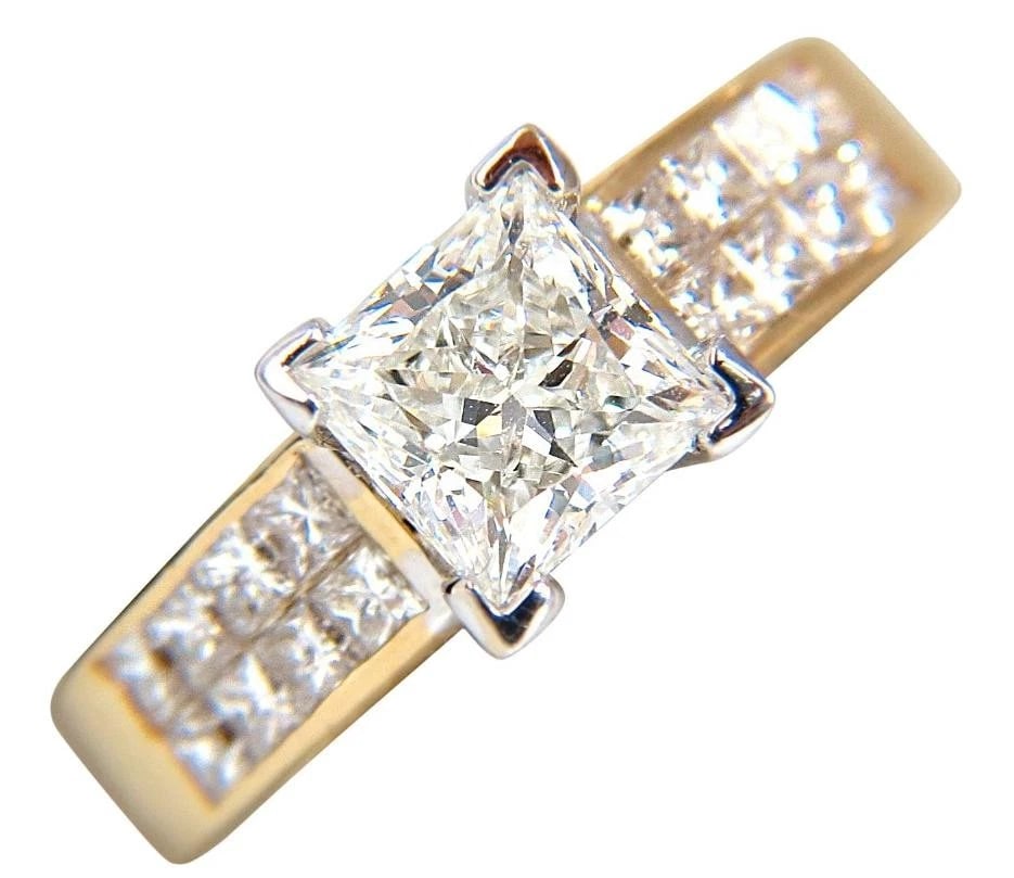 GIA 1.03ct Princess Cut Diamonds Ring and Channel Side Diamond Brilliant 42455*v: Title: GIA 1.03ct Princess Cut Diamonds Ring and Channel Side Diamond Brilliant 42455*v Description: GIA 1.03ct Princess Cut Diamonds Ring and Channel Side Diamond Brilliant 42455** $6,950.00 PRODUCT