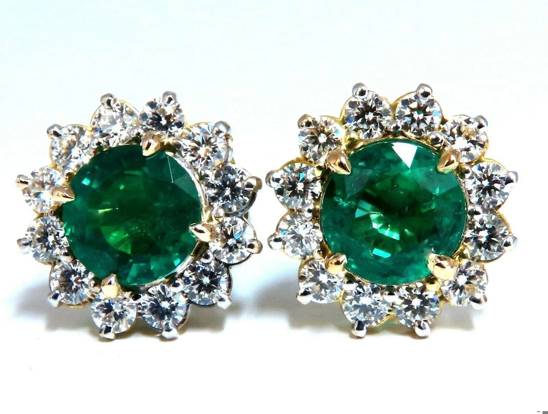 GIA Certified 4.78ct Natural Round Emerald Diamond Earrings 14kt Cluster 11031**: Title: GIA Certified 4.78ct Natural Round Emerald Diamond Earrings 14kt Cluster 11031** Description: GIA Certified 4.78ct Natural Round Emerald Diamond Earrings 14kt Cluster 11031** $15,200.00 PRODUCT