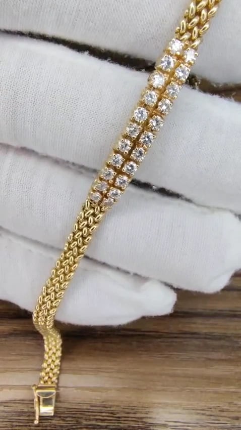 1.06 carat diamond id tag bracelet and weave pattern vintage deco 14kt 11414 *v - 3