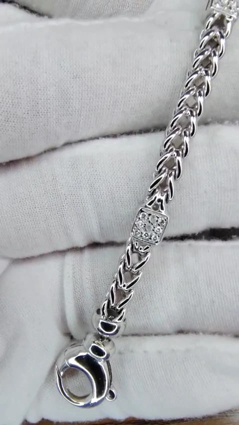Natural Round Diamond Box Link Bracelet 14kt gold 12394 *v - 3