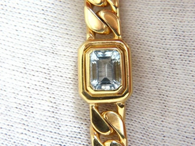 12ct Natural Aquamarine Amethyst Tourmaline Link Necklace 14kt Gold 12398** - 3