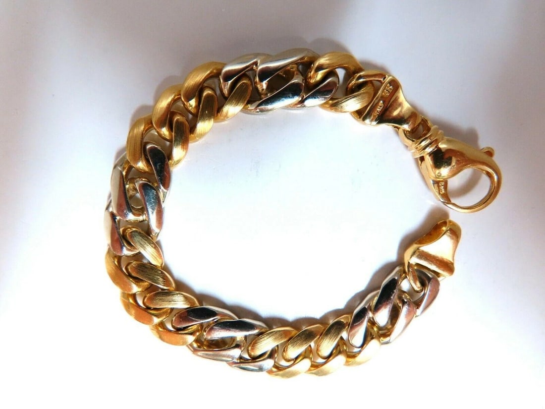 Miami Cuban Link Bracelet 14kt gold Two Tone 10868** (1 of 7)