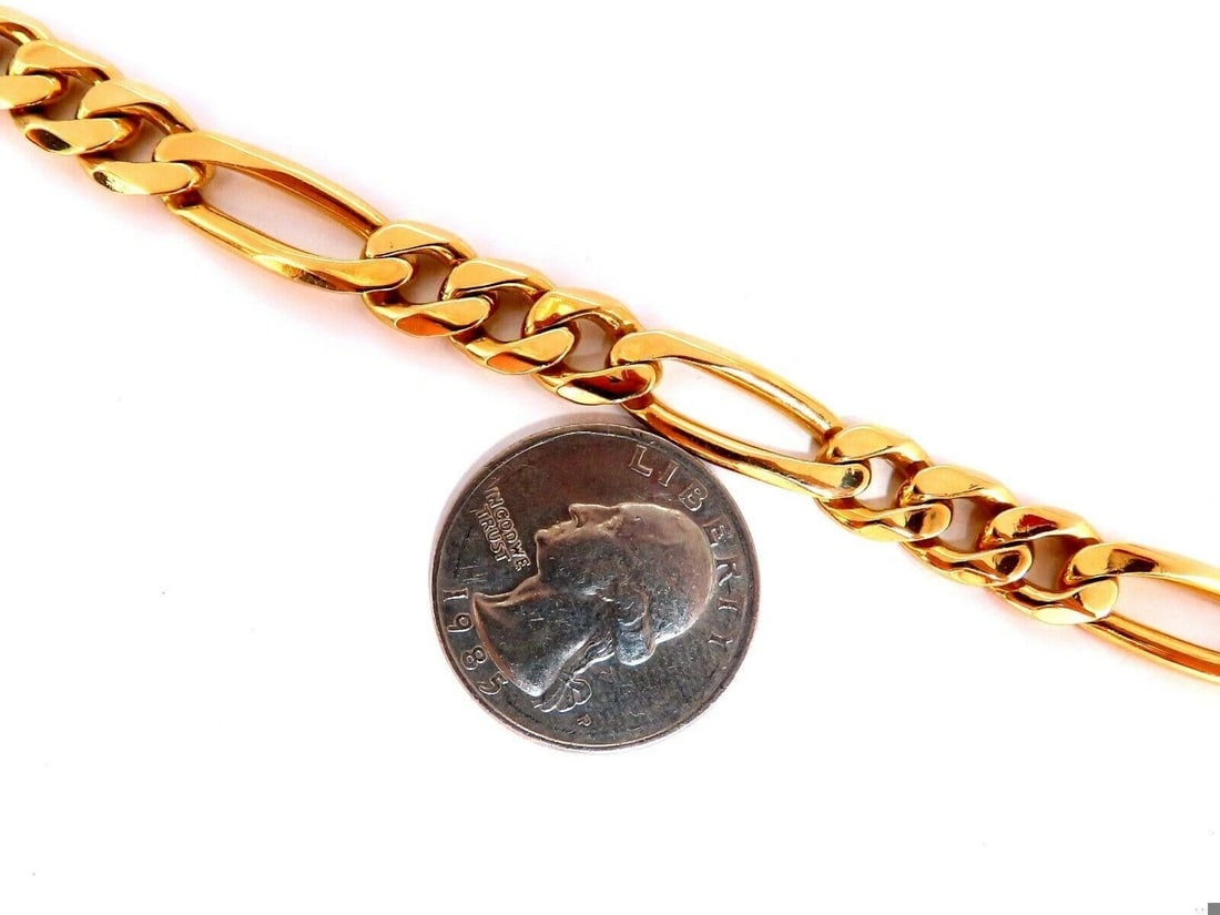 Figaro Link 14kt Gold Bracelet 8.5 inch 8.7mm 29 Gram Unisex 11090** - 3