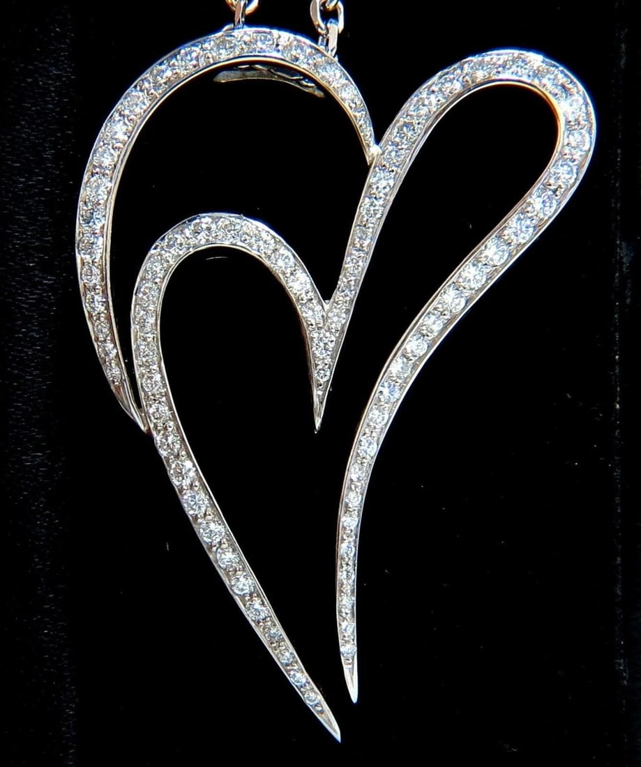 3.00ct ROUND DIAMONDS MODERN SWIRL HEARTPENDANT G / VS 14KT & CHAIN RARE 10326** - 3