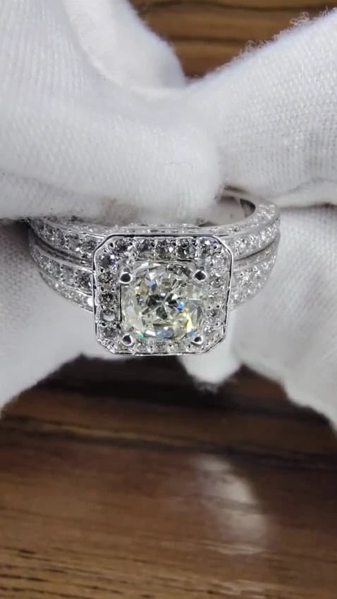 GIA Certified 1.20ct natural cushion cut diamonds ring 14kt 10024 *v - 3