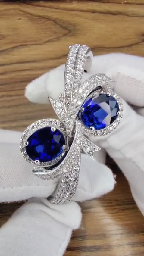 11.50ct Lab Sapphire natural diamonds bangle bracelet 14kt 12240 *v - 3