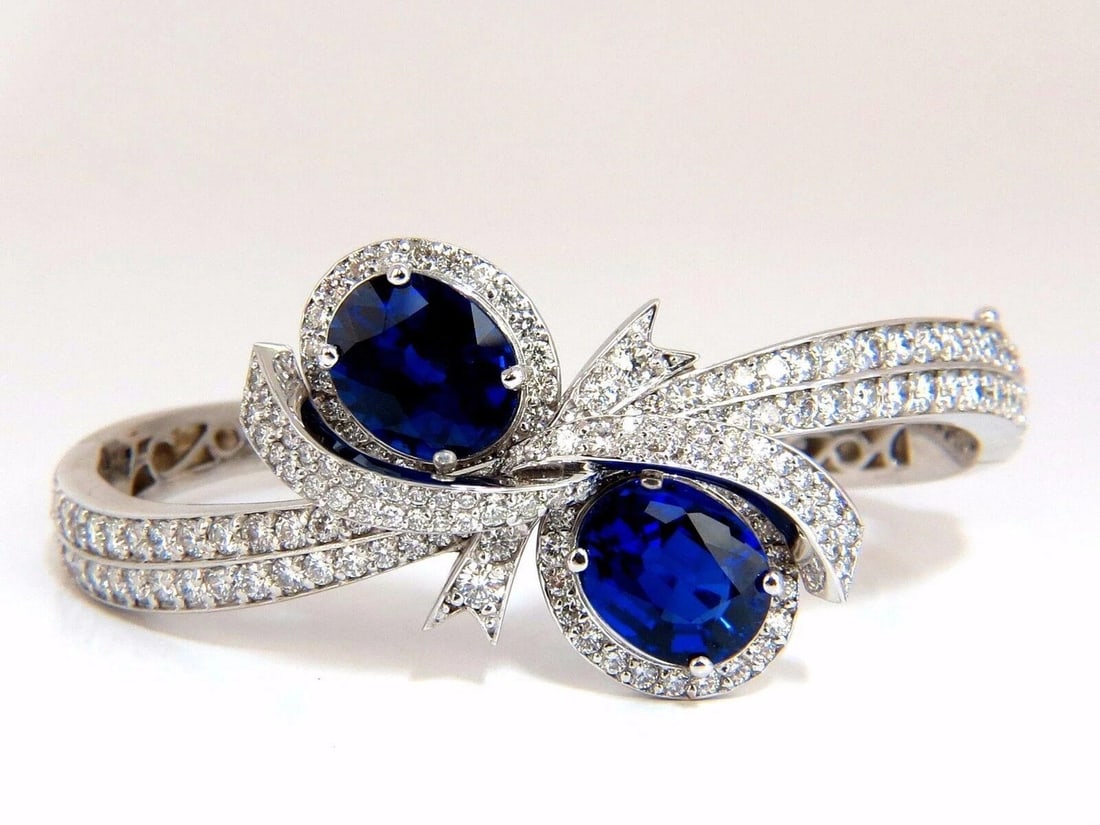 11.50ct Lab Sapphire natural diamonds bangle bracelet 14kt 12240 *v - 4