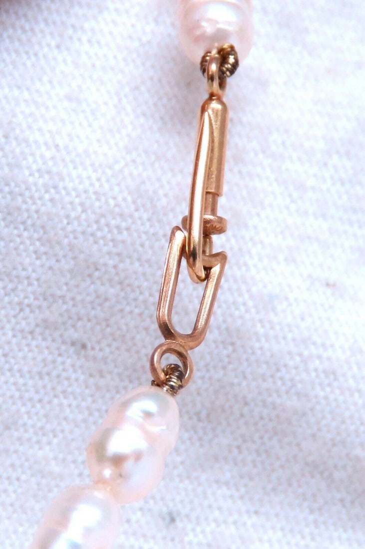 Art Deco Style Onyx Mabe Pearl Necklace 14kt Gold** - 5