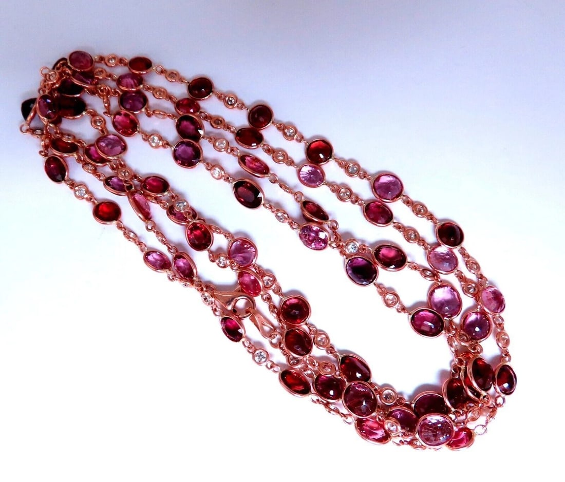 43ct Natural Spinel Yard Diamond Necklace 14kt Gold**: Title: 43ct Natural Spinel Yard Diamond Necklace 14kt Gold** Description: 43ct Natural Spinel Yard Diamond Necklace 14kt Gold $6,500.00 PRODUCT DESCRIPTION Natural red Spinel diamonds station necklace