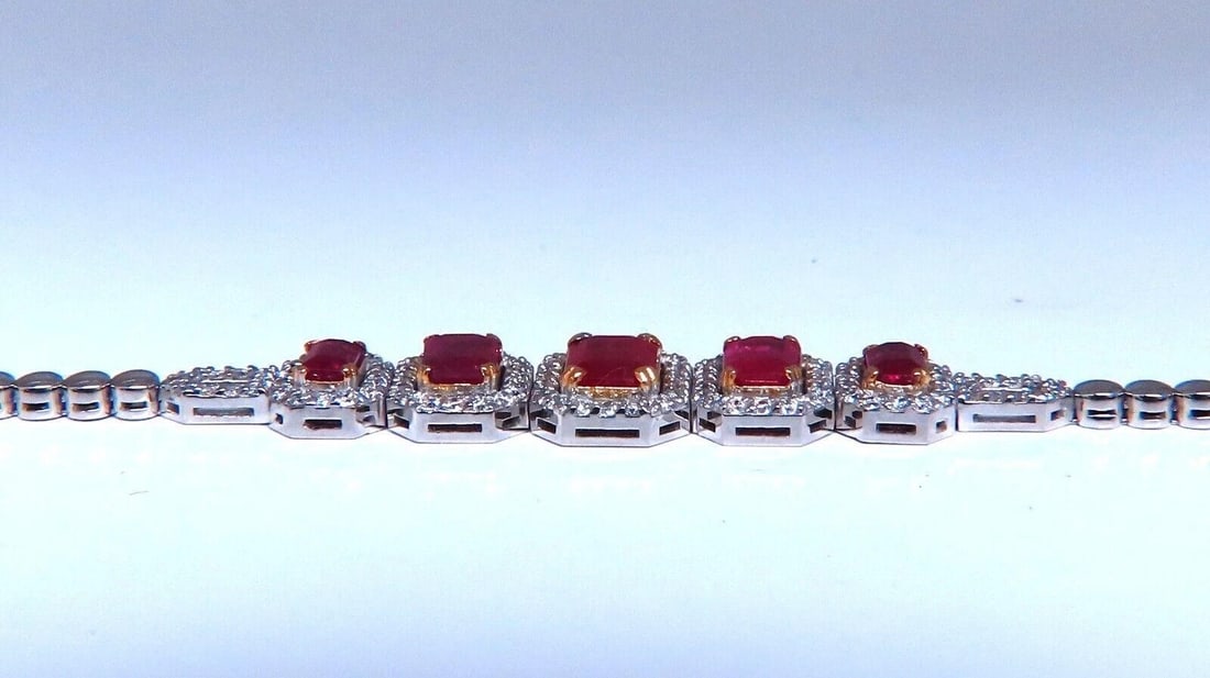 3.33ct natural ruby diamonds bracelet 14kt Gold Five Stage *v - 6