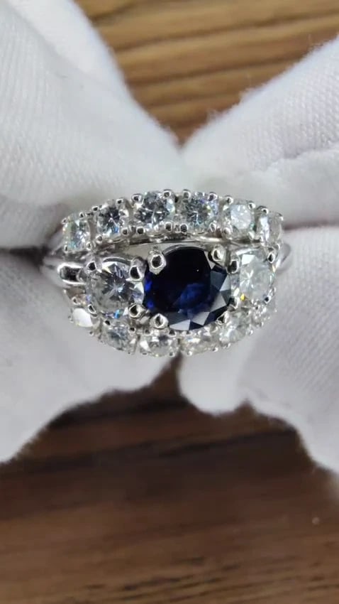 .69ct Natural Sapphire Cluster Row Ring 14kt 46885 *v - 3
