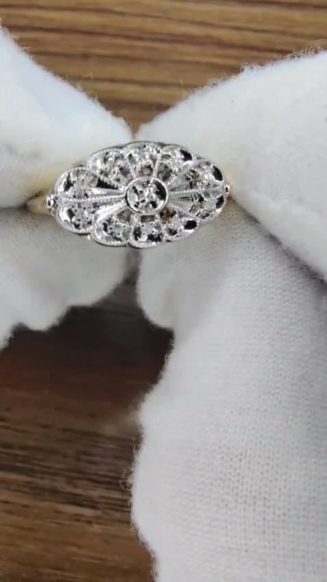 .04ct Restored European Vintage Ring 14kt Gold 41147 *v - 3